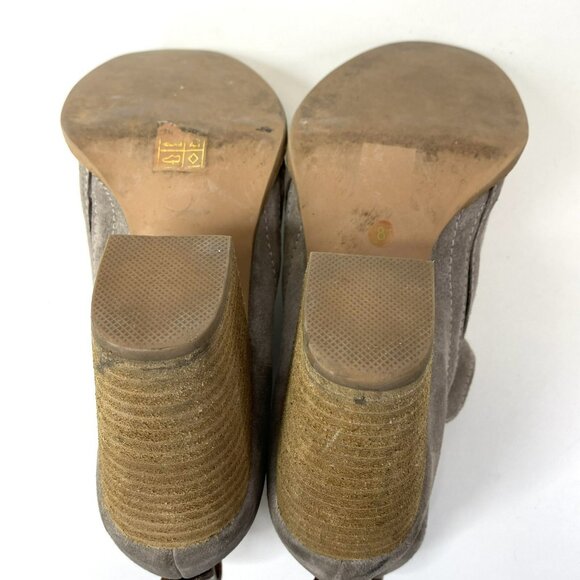 Jeffrey Campbell Ankle Booties Women Size 8 Suede Taupe Gray Boots Heel Pull On - Picture 9 of 9
